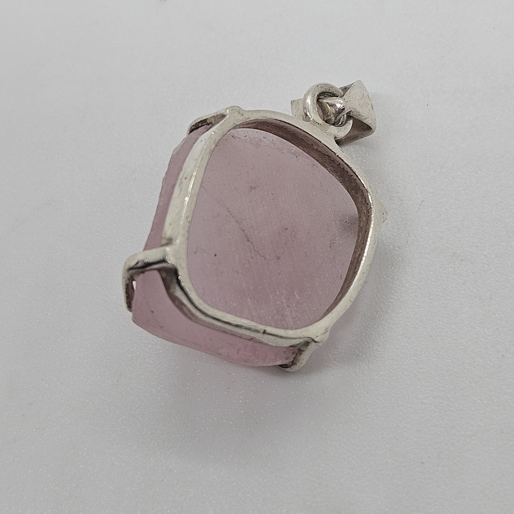 sterling silver rose quartz pendant - Picture 2 of 4